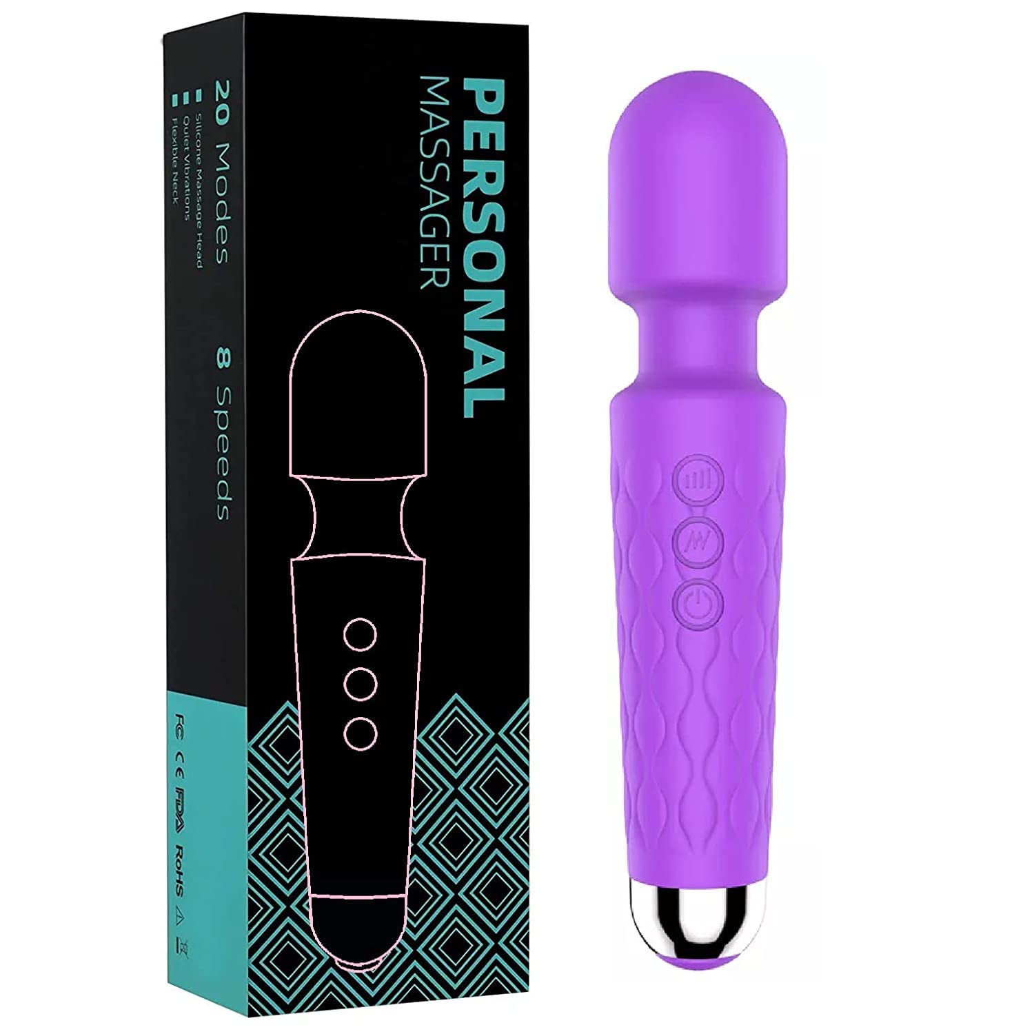 Waterproof Rechargeable Personal Body Massager for Women | Cordless Handheld Wand with 20 Vibration Modes & 8 Speed Patterns | Perfect for Pain Relief Massag Waterproof Rechargeable Personal Body Massager for Women | Cordless Handheld Wand with 20 Vibration Modes & 8 Speed Patterns | Perfect for Pain Relief Massag